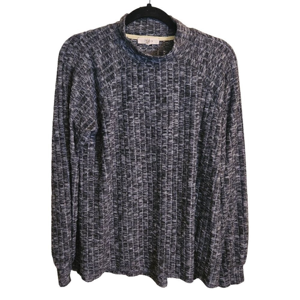 Peyton Primrose Mock Neck Super Soft Gray Marled Sweater Size L